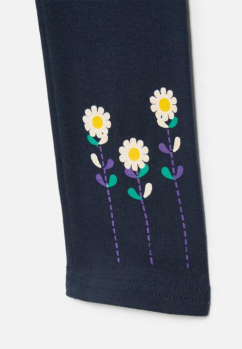 Pop Candy - Floral applique legging -navy blue