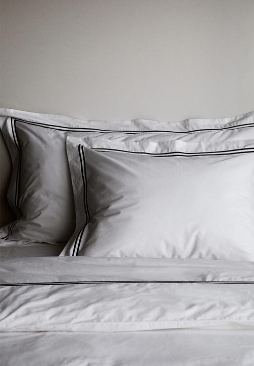 H&M - Cotton percale single duvet cover set - white & black 