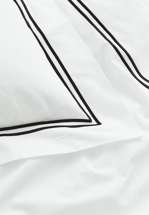 H&M - Cotton percale single duvet cover set - white & black 