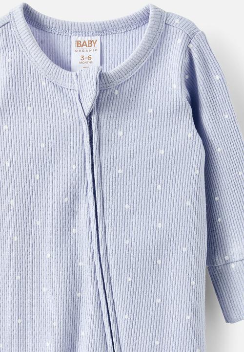 Cotton On - Organic pointelle zip romper - periwinkle/spot