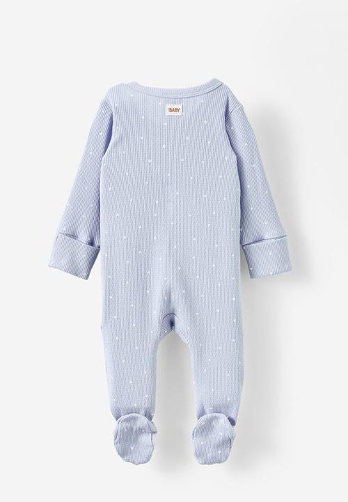 Cotton On - Organic pointelle zip romper - periwinkle/spot