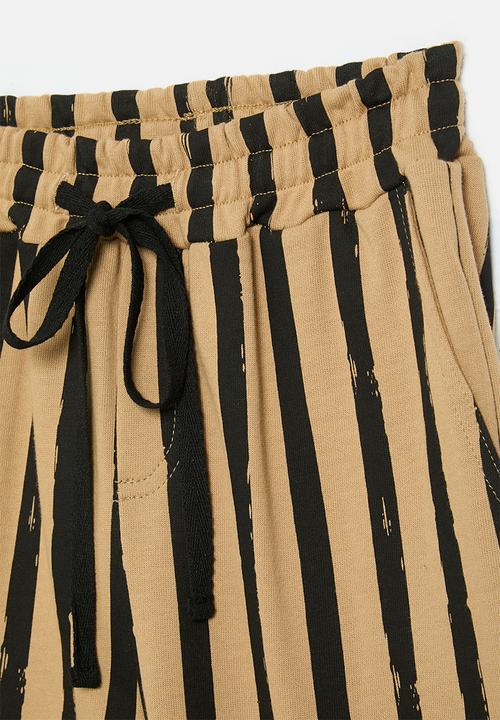 Pop Candy - Striped lounge pants-black & brown