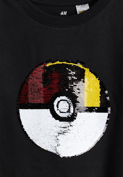 H&M - Reversible sequin t-shirt - black pokémon
