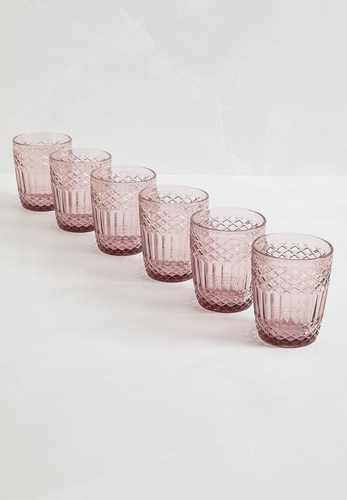 Excellent Houseware - Drinking glass blush set of 6 - grey