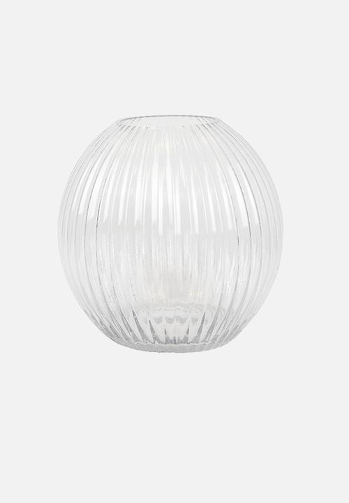 Ovoid Ribbed glass vase - Clear
