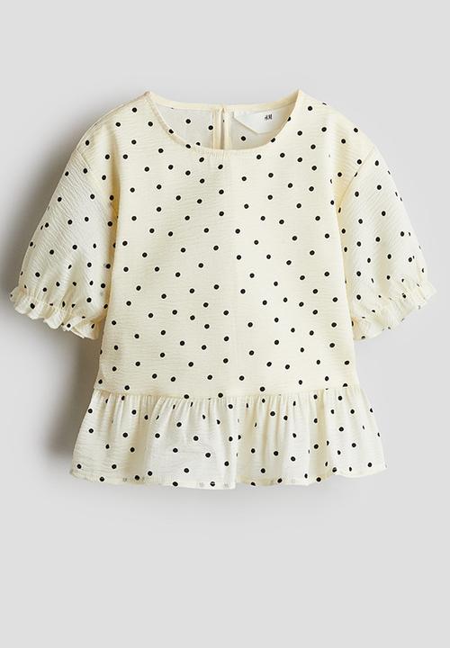 H&M - Peplum blouse - light yellow spotted