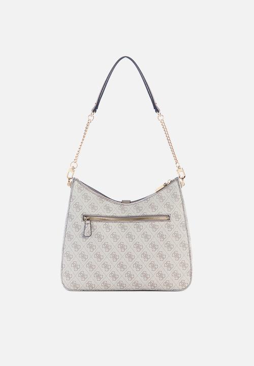 GUESS - Zamira hobo shoulder bag-dark taupe logo