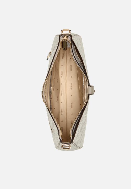 GUESS - Zamira hobo shoulder bag-dark taupe logo