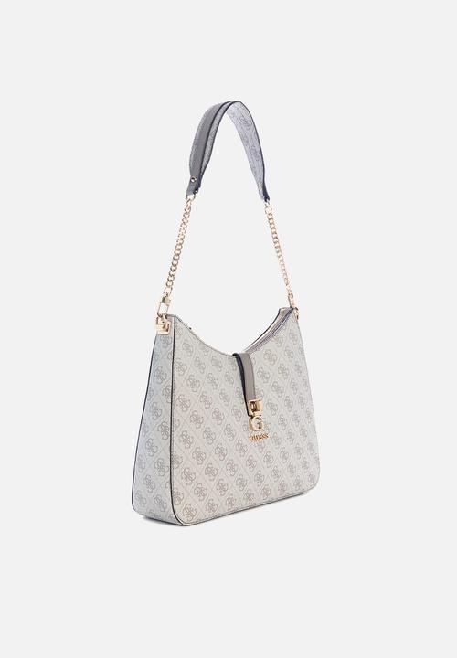 GUESS - Zamira hobo shoulder bag-dark taupe logo