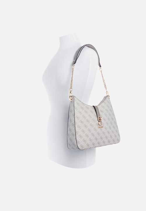 GUESS - Zamira hobo shoulder bag-dark taupe logo