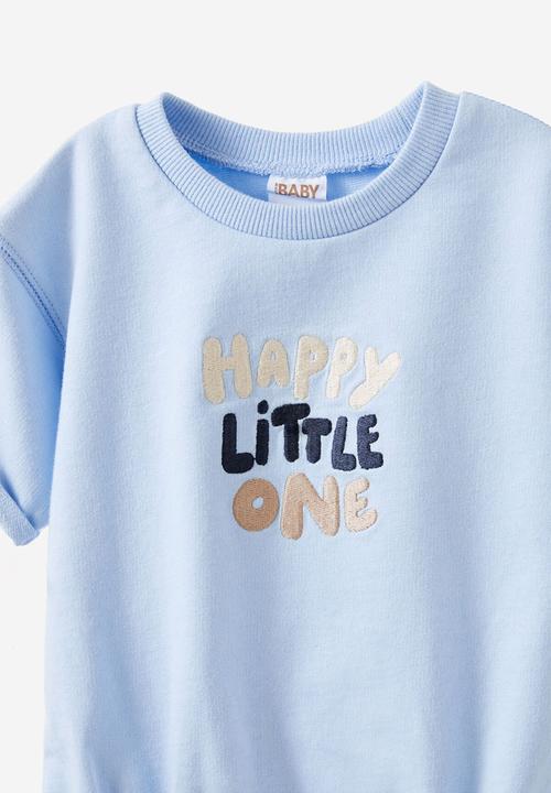 Cotton On - Dani bubble short sleeve bubbysuit - dawn blue/happy little one