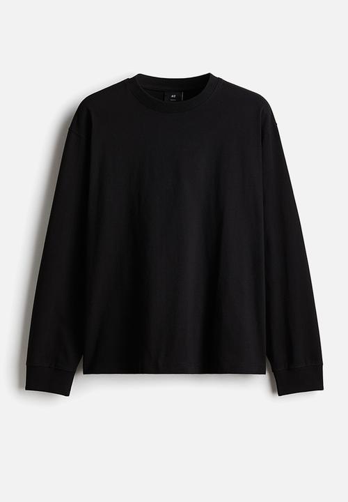 Loose fit long-sleeved jersey top - black - 1257515001