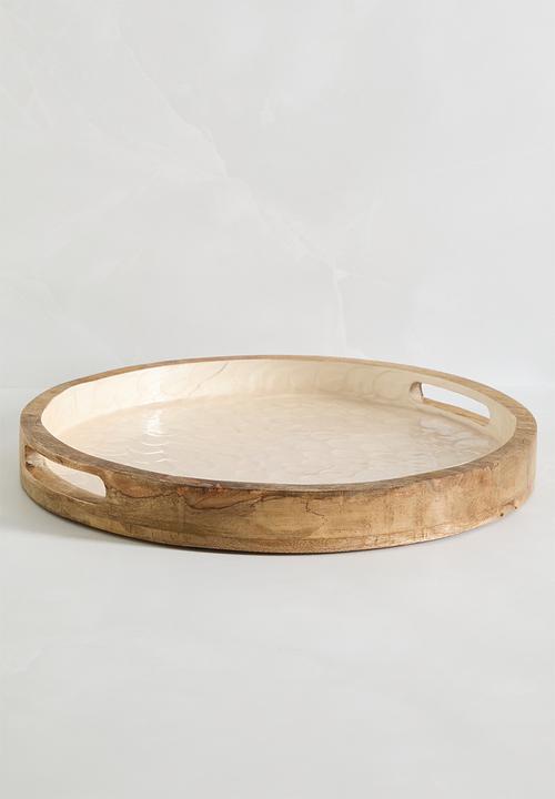 Sixth Floor - Enamel wooden serving tray - Natural