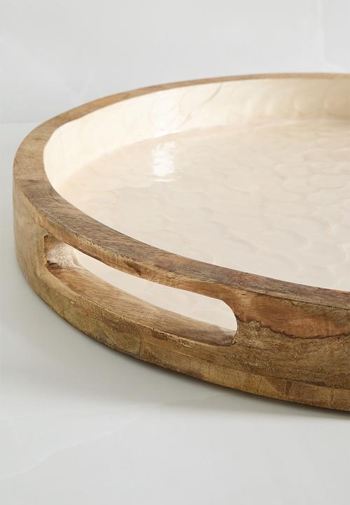 Sixth Floor - Enamel wooden serving tray - Natural