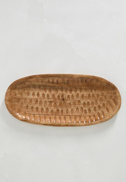 Sixth Floor - Carved wood serving platters set of 3 - Natural