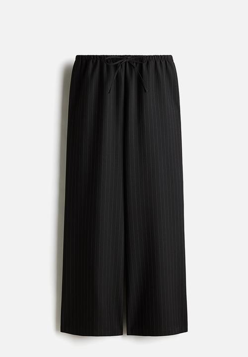 H&M - Twill drawstring trousers - black pinstriped