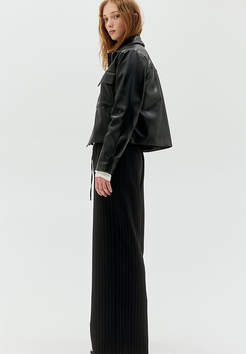 H&M - Twill drawstring trousers - black pinstriped