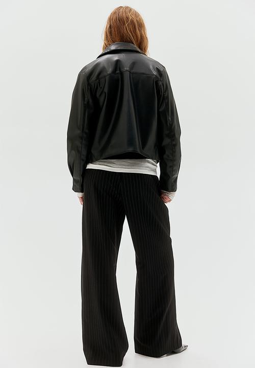 H&M - Twill drawstring trousers - black pinstriped