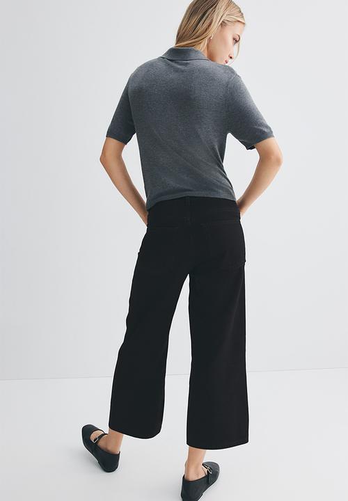 H&M - Wide high cropped jeans - black
