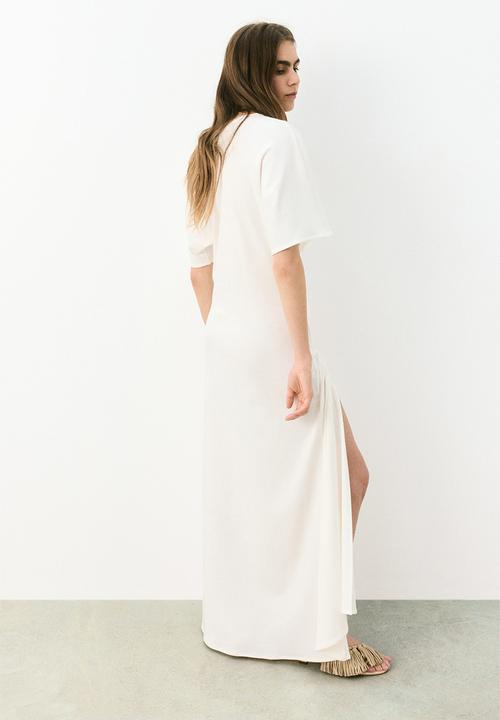 H&M - Draped slit-front dress - white