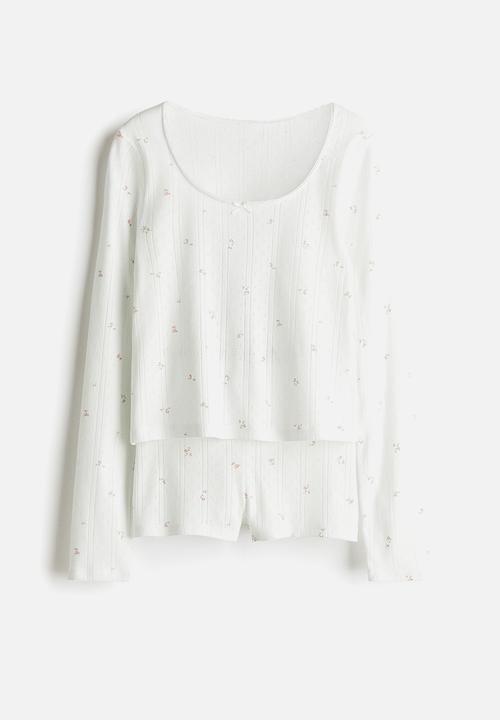 H&M - Pointelle pyjamas -  white/floral