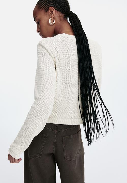 H&M - Textured jersey cardigan - light beige 