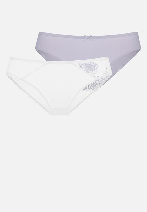 DORINA - Plus 2 pack Amora brief - white/lavender