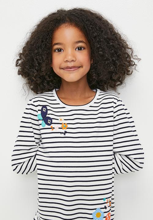 Pop Candy - Striped dress-blue & white