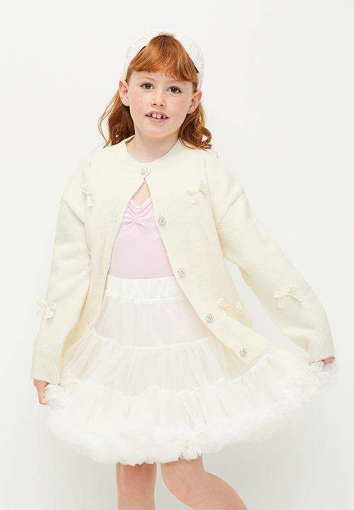 Pop Candy - Bow décor cardigan -ecru