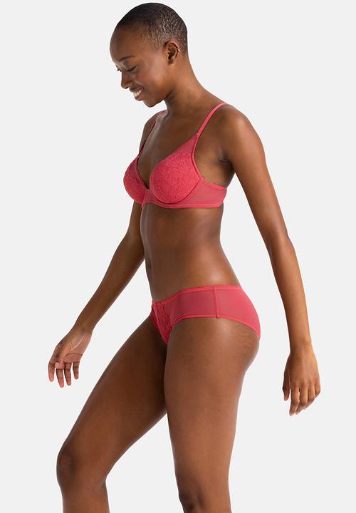 DORINA - 2 pack melanie plunge - red/ivory