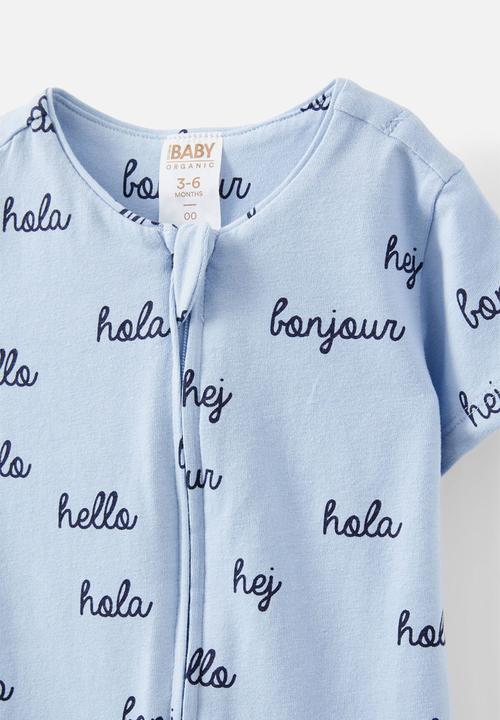 Cotton On - The short sleeve zip romper - dawn blue/hello