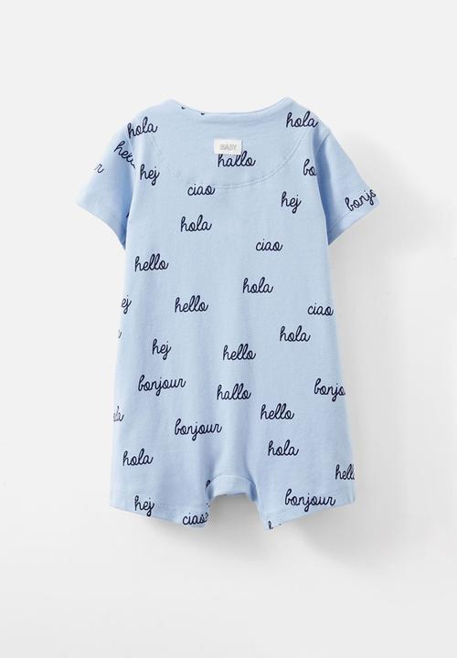 Cotton On - The short sleeve zip romper - dawn blue/hello