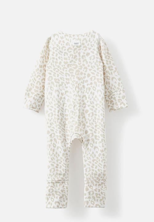 Cotton On - The long sleeve zip romper - rainy day/ocelot