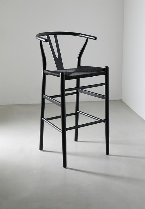 Harmony solid wood bar stool - black