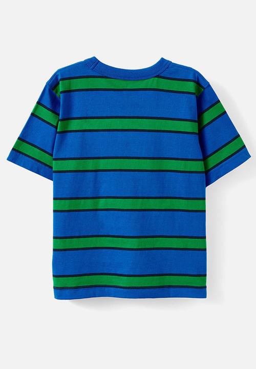 Cotton On - The Essential Short Sleeve Tee - Harbour Blue/Squid Ink/Island Green Stripe