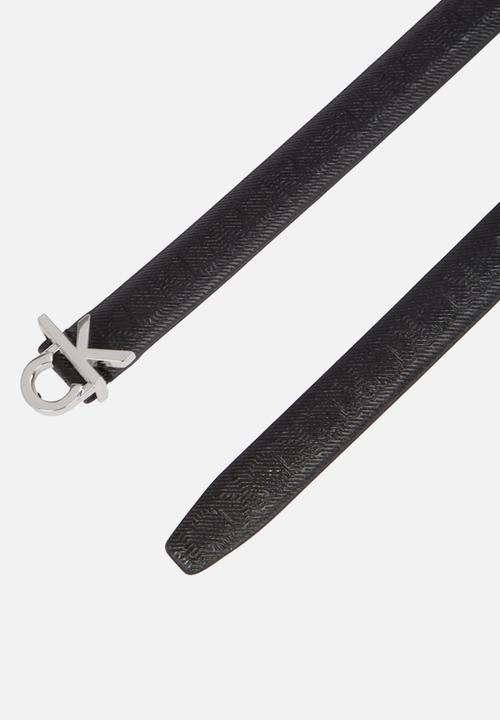 Calvin Klein - Ck buckle skinny belt 1.5_mono- ck black mono