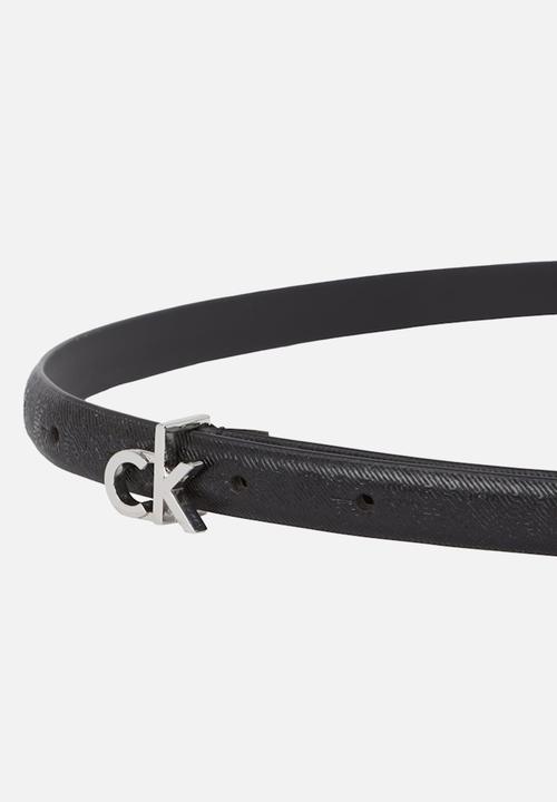 Calvin Klein - Ck buckle skinny belt 1.5_mono- ck black mono