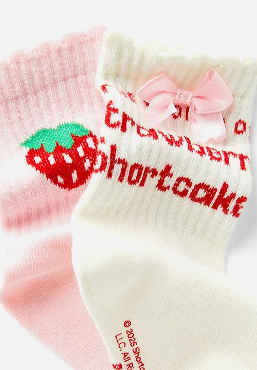 Cotton On - 2 Pack Lcn Crew Sock - Lcn Ssc Vanilla/Strawberry Shortcake