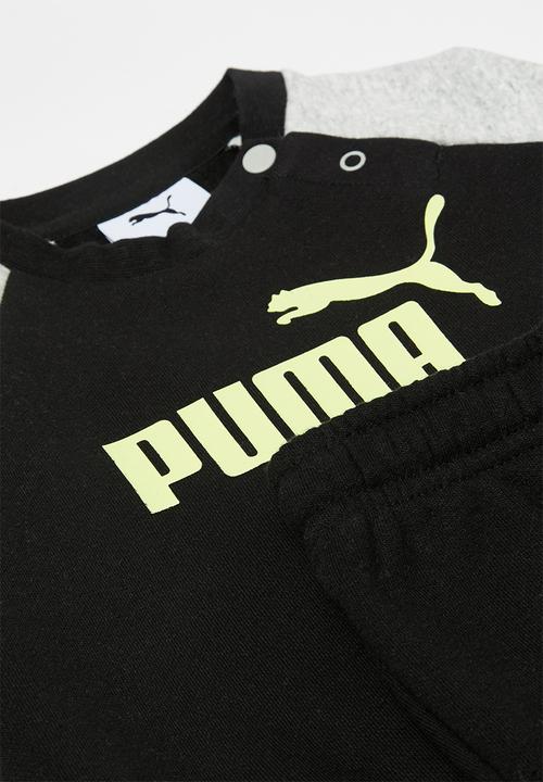 PUMA - Minicats Ess Raglan Crew Set Fl Inf - Puma Black/Gold Moon