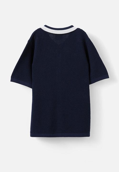 Cotton On - Knitted short sleeve shirt - squid ink/waffle