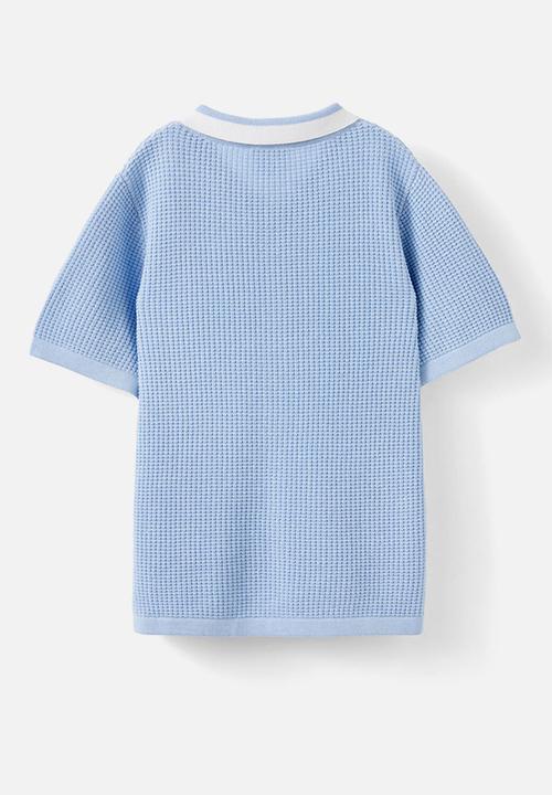 Cotton On - Knitted short sleeve shirt - dawn blue/waffle