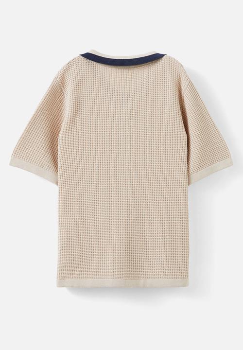 Cotton On - Knitted short sleeve shirt - rainy day/waffle