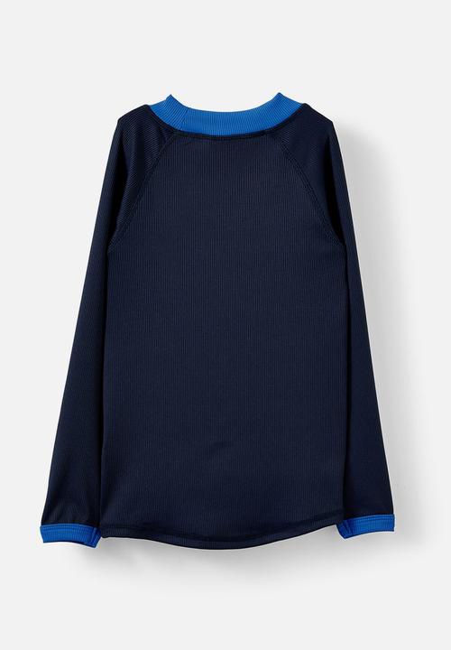 Cotton On - Flynn Long Sleeve Raglan Rash Vest - Squid Ink/Always Fresh