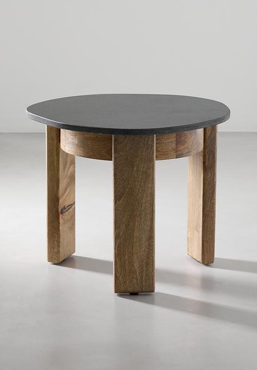 Sindh marble & wood side table-natural