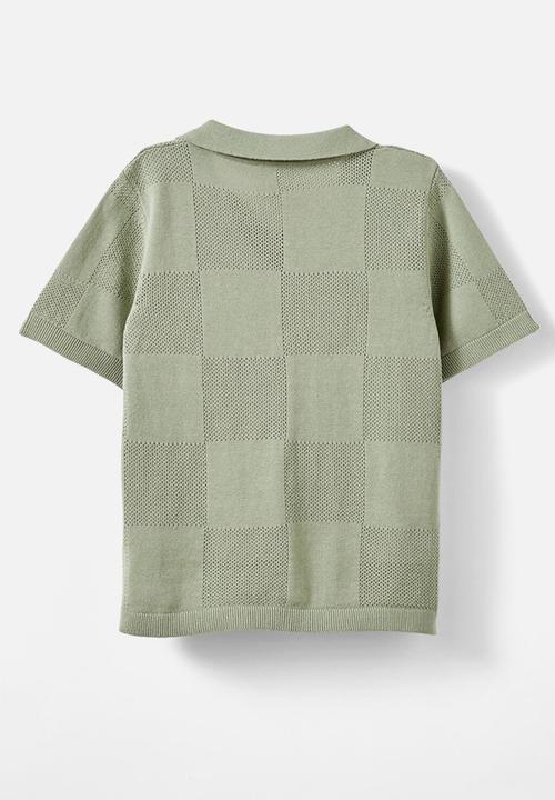 Cotton On - Knitted Short Sleeve Shirt - Deep Sage
