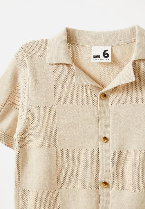 Cotton On - Knitted Short Sleeve Shirt - Rainy Day
