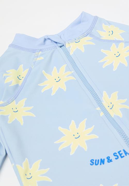 Cotton On - Bundle cameron swimsuit and sammy swim hat - dawn blue/sun & sea