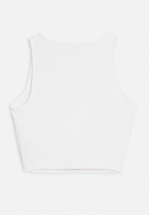PUMA - Wardrobe Ess Ribbed Crop Top - White