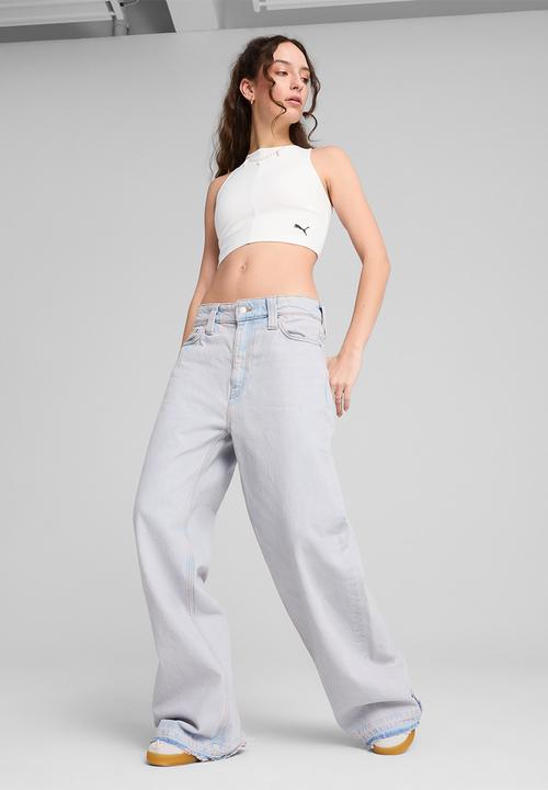 PUMA - Wardrobe Ess Ribbed Crop Top - White
