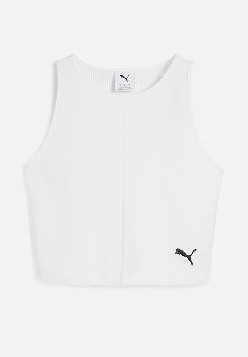 PUMA - Wardrobe Ess Ribbed Crop Top - White